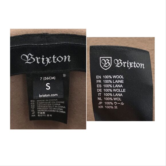 Brixton Womens Dalila Wool Felt Hat Small 7 56cm Beige Fedora Ribbon Floppy Brim - Picture 3 of 10